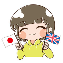 ベクター・日本とイギリスを応援する人	