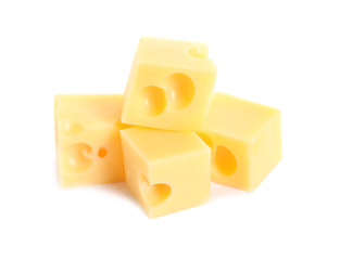Cut fresh delicious cheese isolated on white