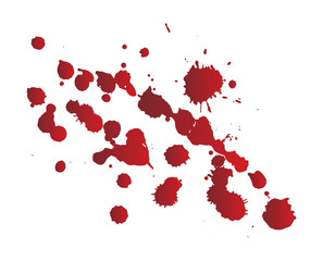 Dripping blood or red paint isolated on white background. Halloween concept, ink splatter illustration.