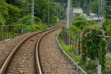 Fototapeta na wymiar 山の中の鉄道
