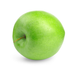 Fresh ripe green apple on white background