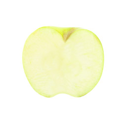 Half of fresh green apple on white background
