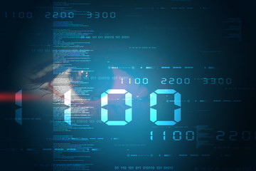 Digital composite of Eye scanning a futuristic interface