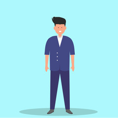  Casual man character,  Flat style vector illustration isolated  background.