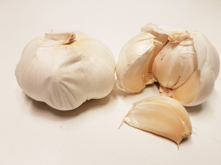 garlic isolated in white background slice and whole
