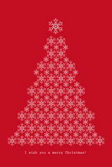 Fototapeta na wymiar 雪の結晶のクリスマスツリーのポストカード