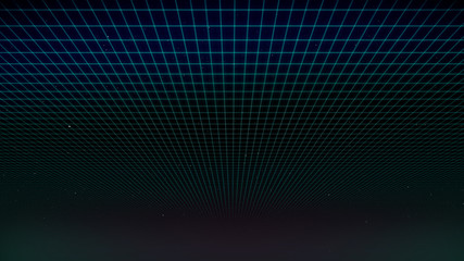 Retro Sci-Fi Background Futuristic landscape of the 80`s. Digital Cyber Surface. Suitable for design in the style of the 1980`s