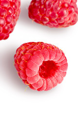 Fresh sweet raspberry isolated on white background - creative background