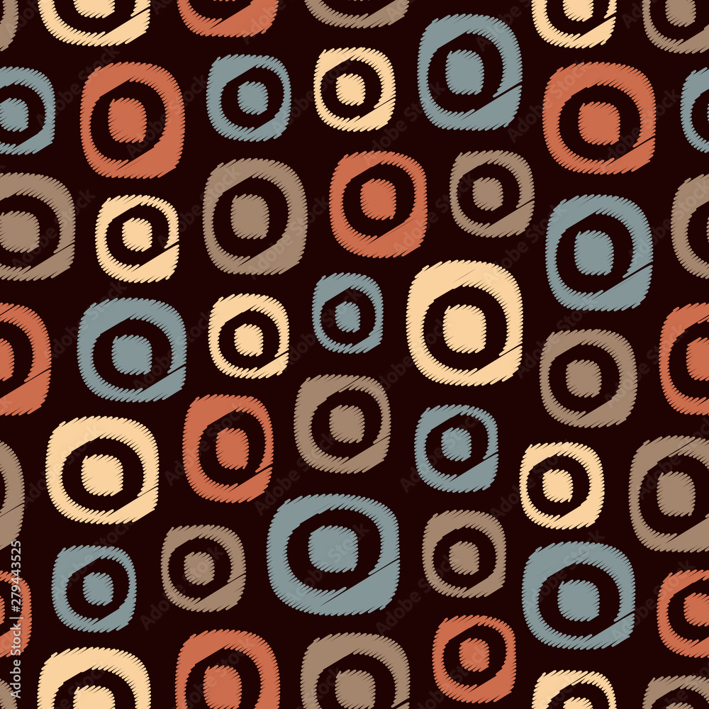 Fototapete seamless abstract pattern in scribble style with the image of oval geometric shapes.