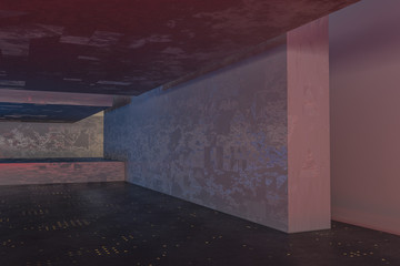 The dark abandoned room, creative architectural construction, 3d rendering.