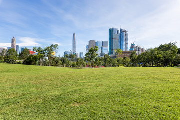 Lianhuashan Park in Shenzhen, Guangdong Province and the Civic Center in the distance