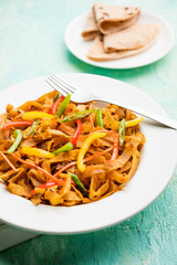 Leftover Chapati noodles also known as fodnichi holi or Upma is a great substitute for traditional unhealthy noodles for kids, selective focus