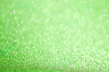 Green glitter bokeh background. Festive concept. - Image