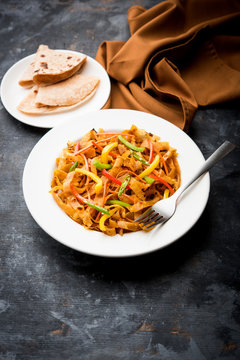 Leftover Chapati noodles also known as fodnichi holi or Upma is a great substitute for traditional unhealthy noodles for kids, selective focus