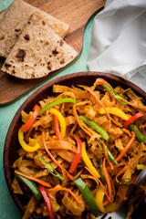 Leftover Chapati noodles also known as fodnichi holi or Upma is a great substitute for traditional unhealthy noodles for kids, selective focus