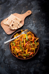 Leftover Chapati noodles also known as fodnichi holi or Upma is a great substitute for traditional unhealthy noodles for kids, selective focus
