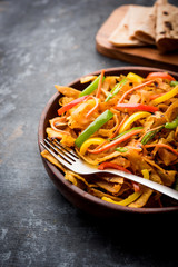 Leftover Chapati noodles also known as fodnichi holi or Upma is a great substitute for traditional unhealthy noodles for kids, selective focus