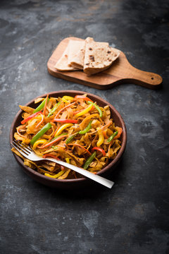 Leftover Chapati noodles also known as fodnichi holi or Upma is a great substitute for traditional unhealthy noodles for kids, selective focus