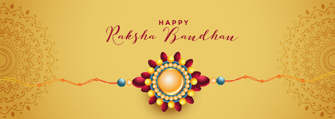 beautiful raksha bandhan rakhi festival golden banner