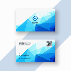 abstract blue geometric triangle shape business card