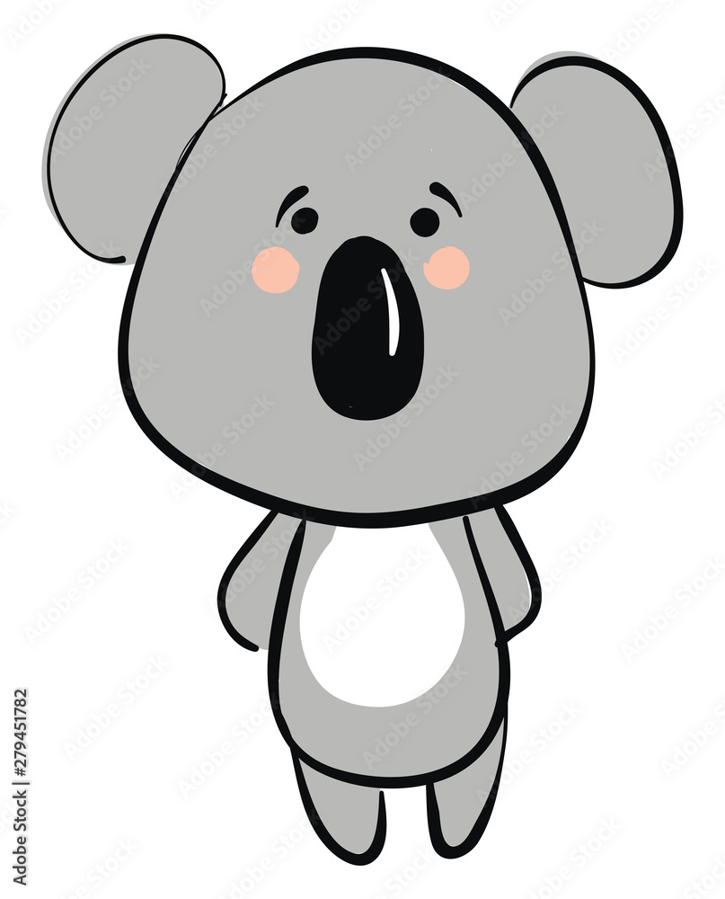 Poster Sad koala, illustration, vector on white background.