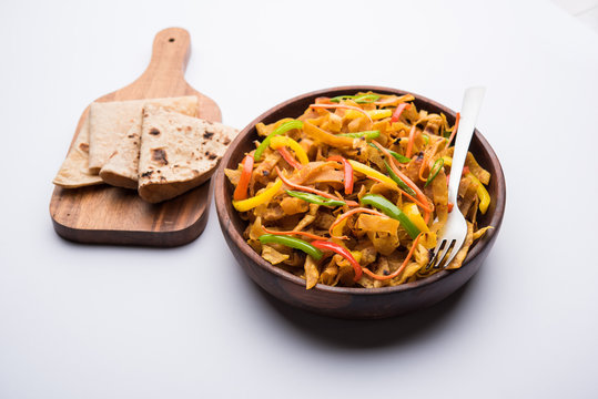 Leftover Chapati noodles also known as fodnichi holi or Upma is a great substitute for traditional unhealthy noodles for kids, selective focus