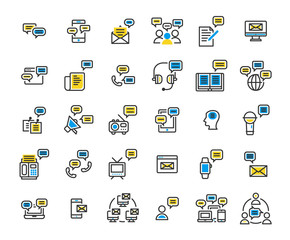 Message filled outline icon set. Vector and Illustration.