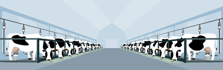 Modern dairy farm with automatic milking. Smart farming. Vector illustration EPS 10 © scharfsinn86