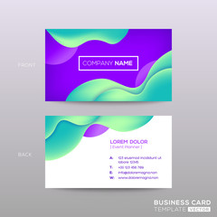 Fototapeta premium business card with abstract violet background with green wavy curved shape background