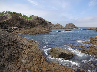 Fototapeta na wymiar Landscape with ocean and rocks in Hachinohe City, Japan