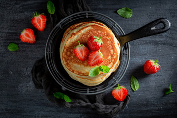 Delicious american pancakes for sweet and tasty breakfast