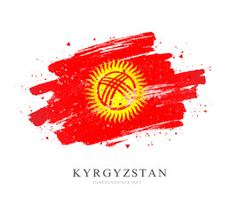 Fototapeta na wymiar Flag of Kyrgyzstan. Vector illustration on white background.