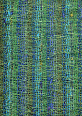 Handwoven fabric with blue and green stripes