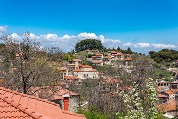 view of mountain village, Baltessiniko in Arcadia, Peloponnese, Greece