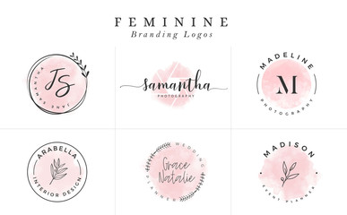 Set of Feminine Vector Signs or Logo Templates - Vector
