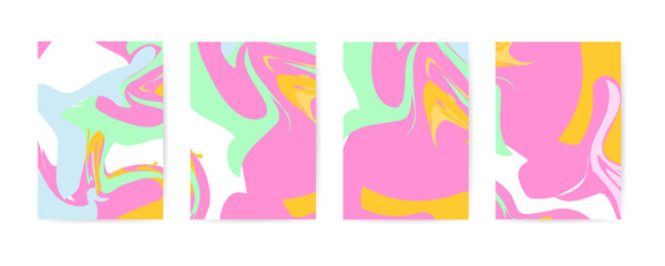 Set marble abstract covers design. Modern fluid colors backgrounds.