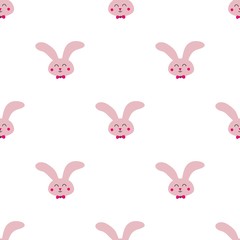 Cute seamless background with pink easter bunnies pattern
