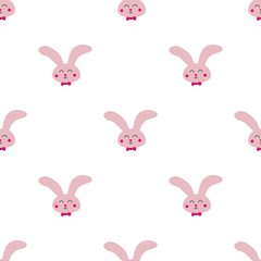 Cute seamless background with pink easter bunnies pattern