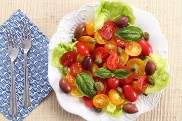 Salad of colorful tomatoes.