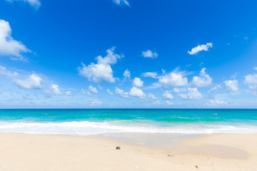 Soft blue wave tropical sea beach sunny sky