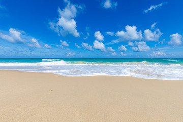 Soft blue wave tropical sea beach sunny sky