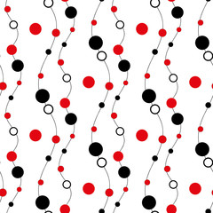 Seamless chaotic red and black circle lines pattern background eps10