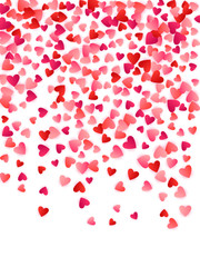 Red flying hearts bright love passion vector background.