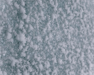 A snow and ice covered window