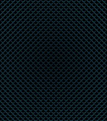 Abstract symmetrical pattern with blue fish scales on white background. Print. Turquoise fish tail, marine life concept © Media Whale Stock