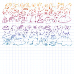 Children clothes. Background for babies, kids patterns.