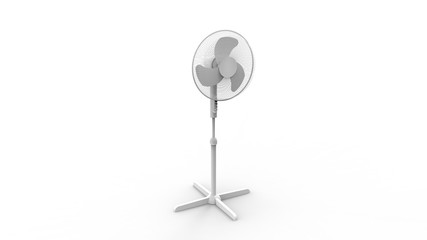 3d rendering of a turning fan isolated in white studio background