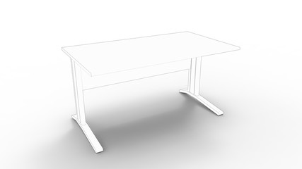 3d rendering of a wooden and metal desk isolated in white background