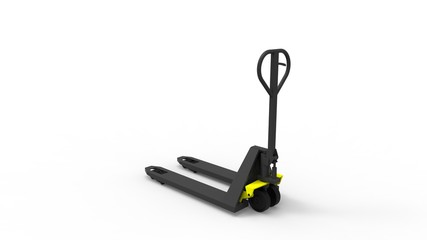 3d rendering of a pallet jack isolated in white studio background