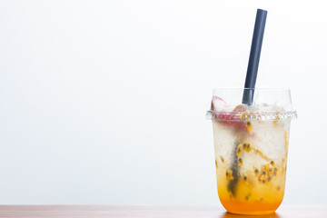 Italian soda juice passion fruit, Refreshing Iced passion fruit Italian soda.